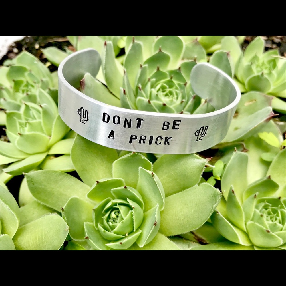 Hand stamped adjustable metal cuff bracelet
